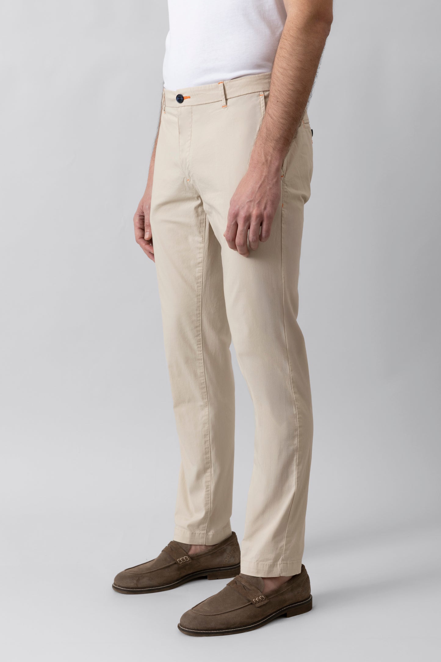 Pantalone Chino in popeline di cotone leggero stretch