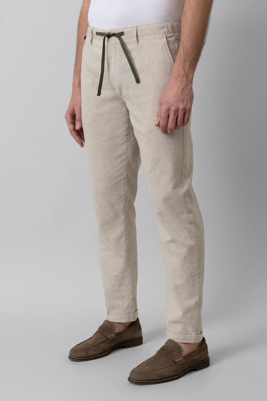 Linen-cotton blend trousers