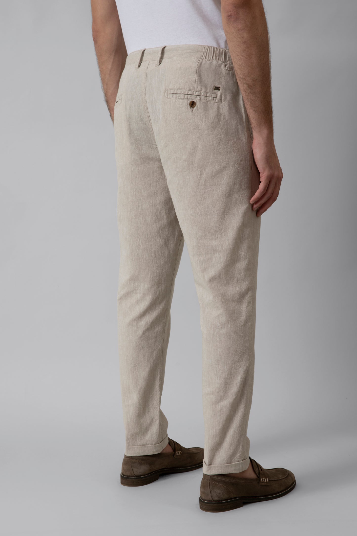 Linen-cotton blend trousers