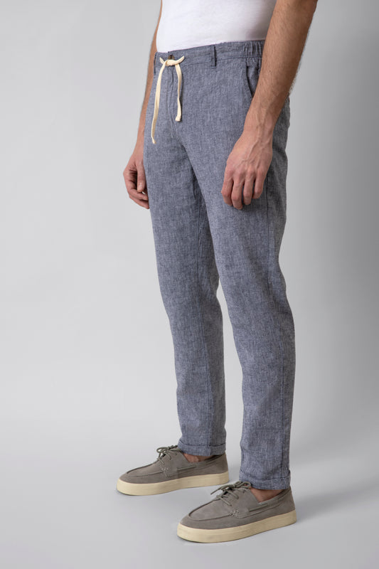 Linen-cotton blend trousers