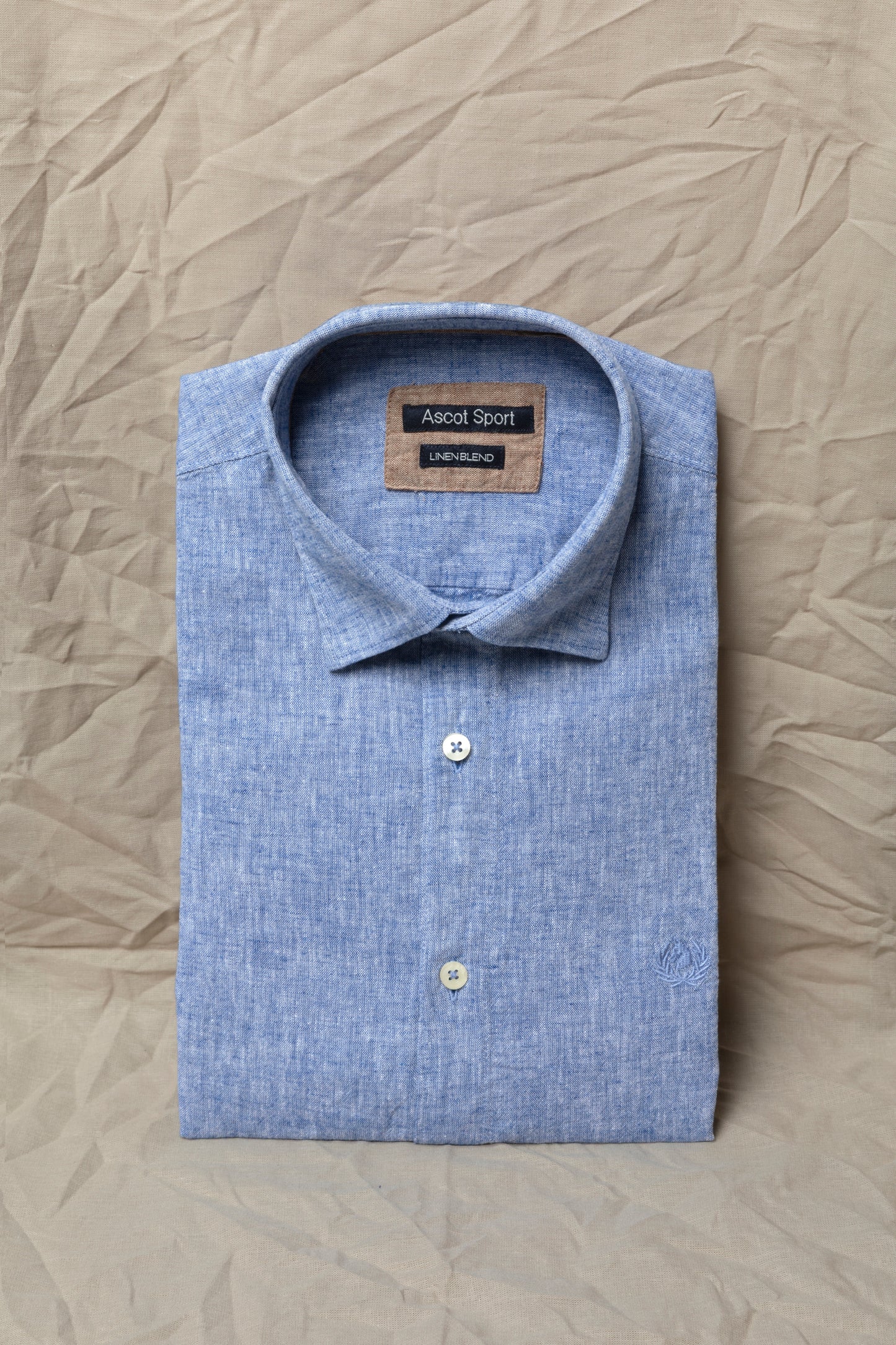 Camicia collo classico in tinto filo misto lino cotone