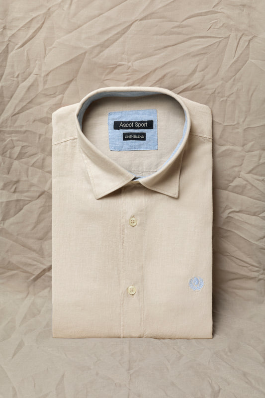 Camicia collo classico in misto lino cotone