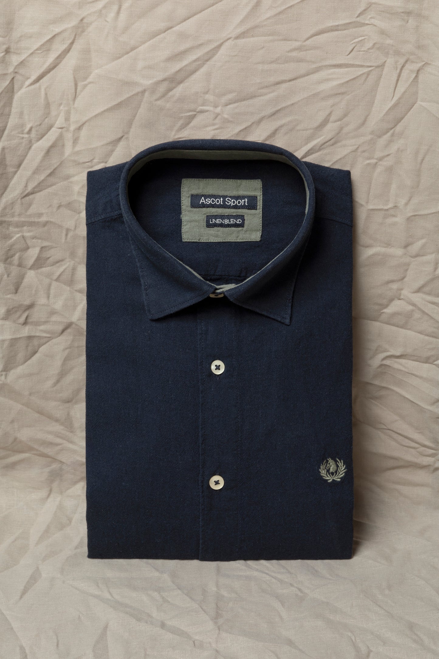 Camicia collo classico in misto lino cotone