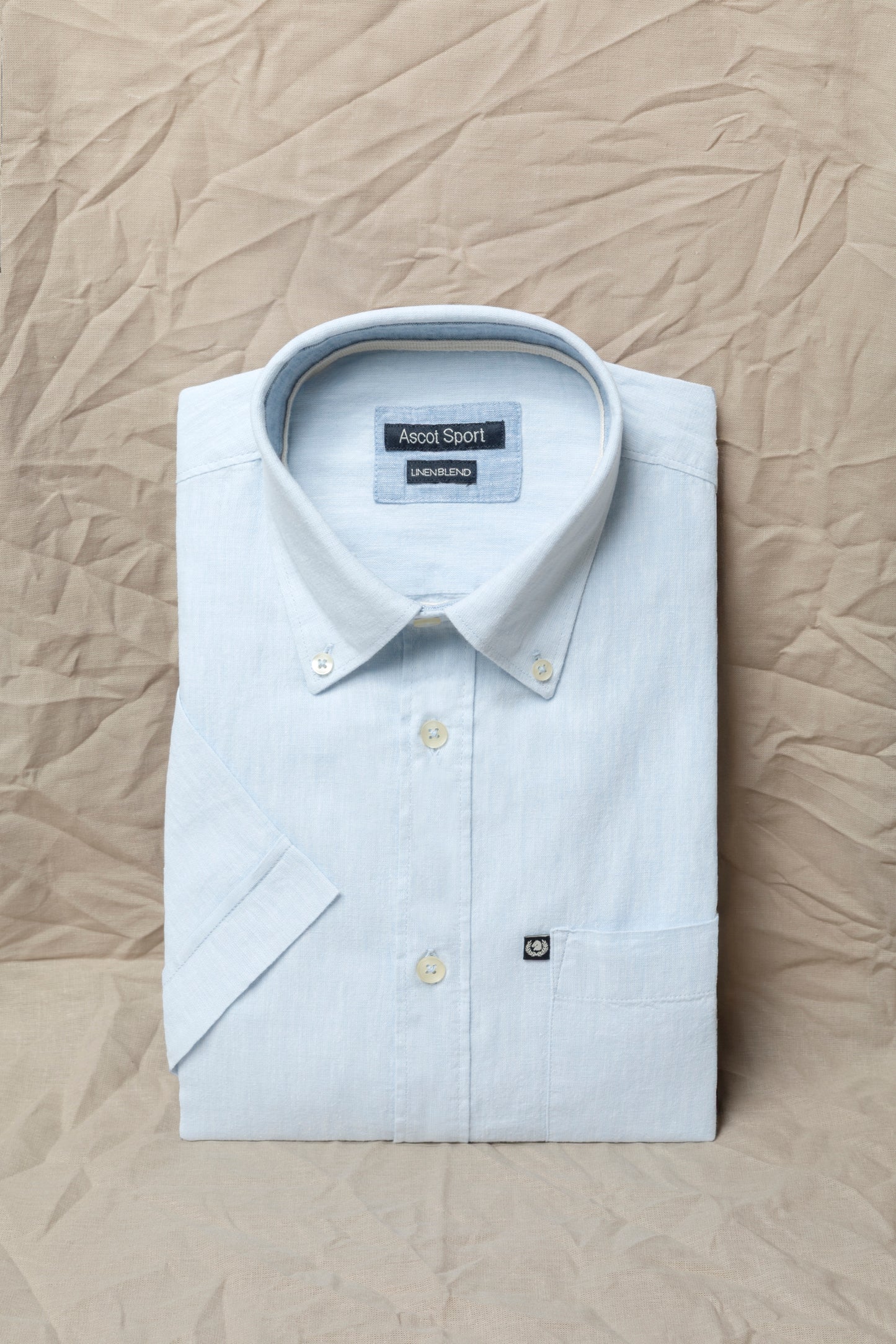 Camicia manica corta button down in misto lino cotone