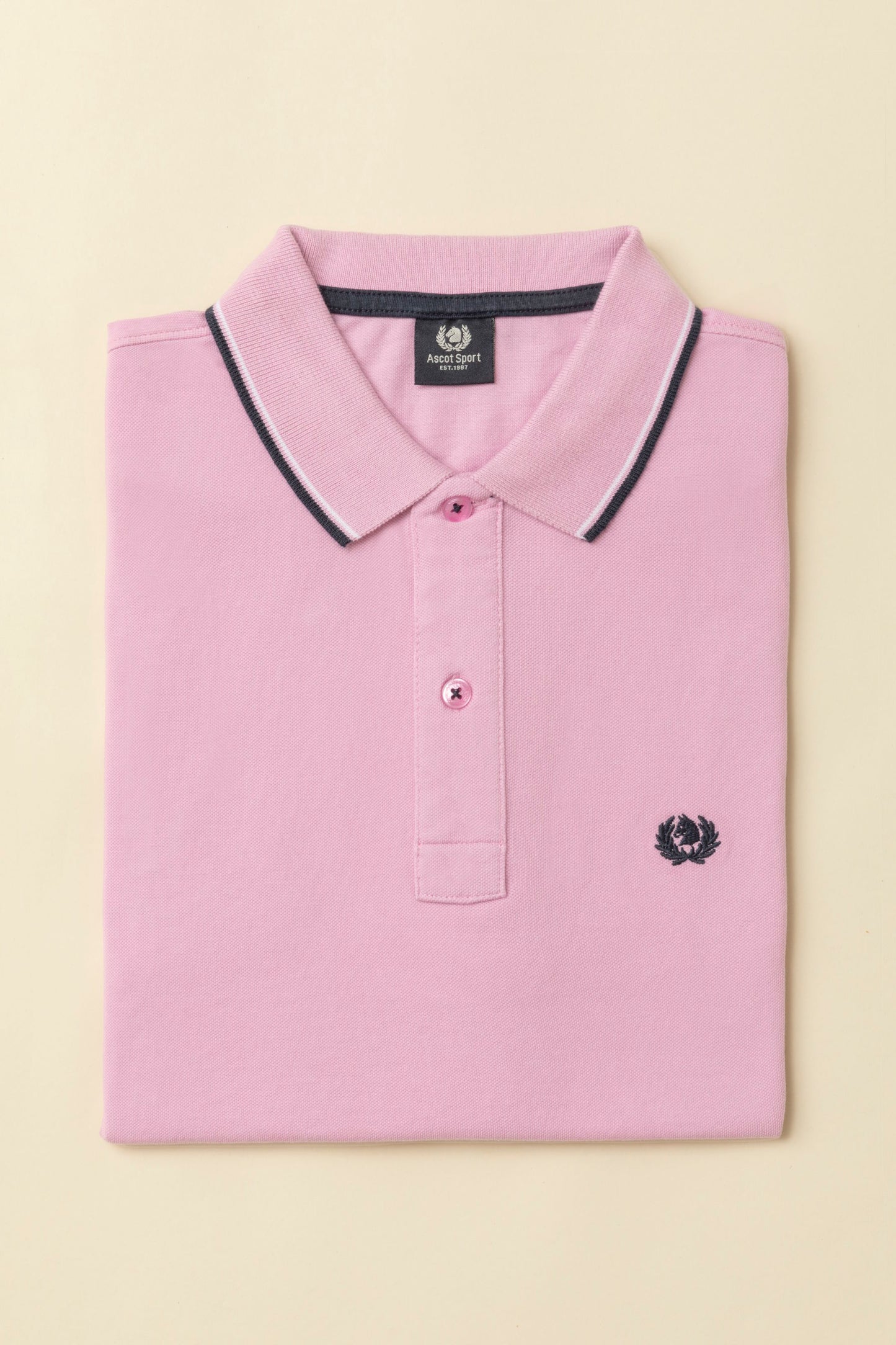Cotton piqué polo shirt with logo under the collar and double contrast on collar and cuffs