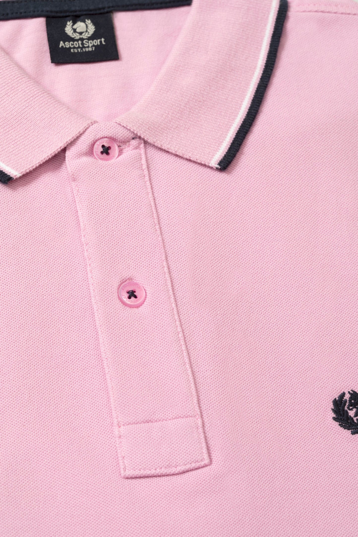 Cotton piqué polo shirt with logo under the collar and double contrast on collar and cuffs