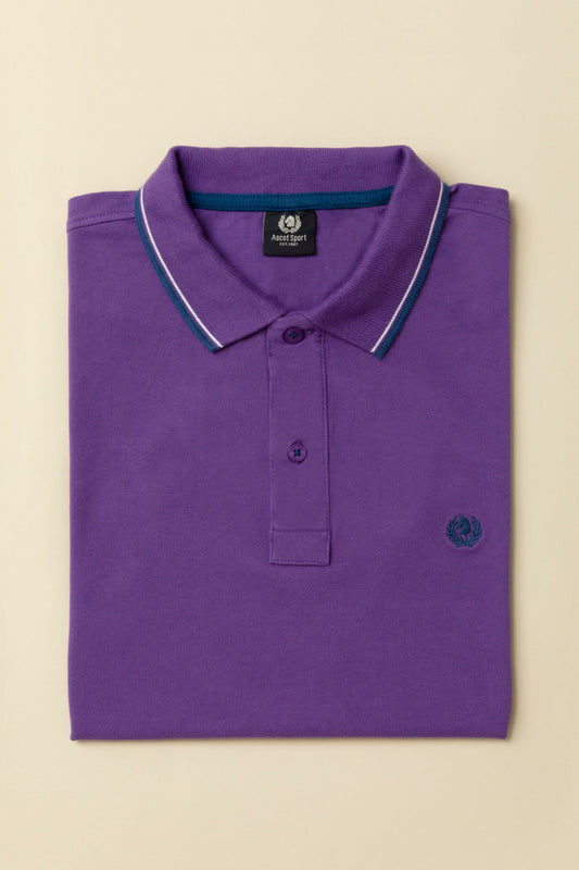 Cotton piqué polo shirt with logo under the collar and double contrast on collar and cuffs