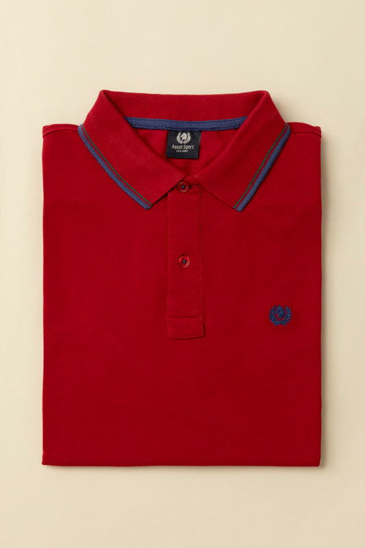 Cotton piqué polo shirt with logo under the collar and double contrast on collar and cuffs