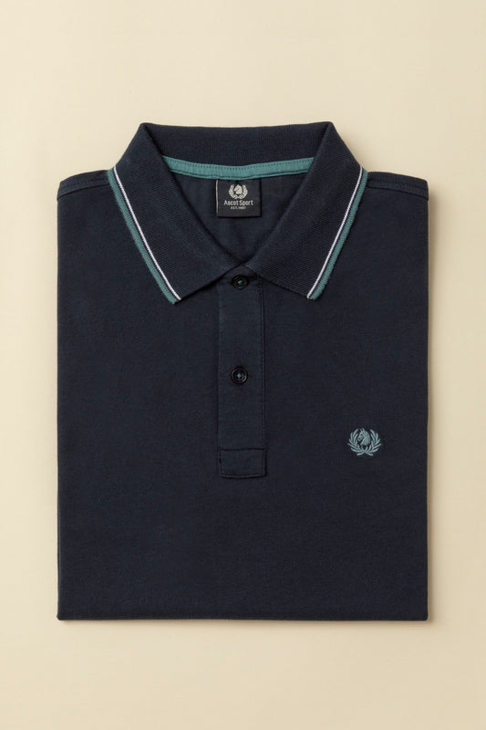 Cotton piqué polo shirt with logo under the collar and double contrast on collar and cuffs