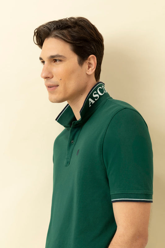 Cotton piqué polo shirt with logo under the collar and double contrast on collar and cuffs