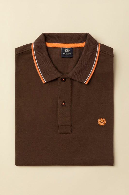 Cotton piqué polo shirt with logo under the collar and double contrast on collar and cuffs