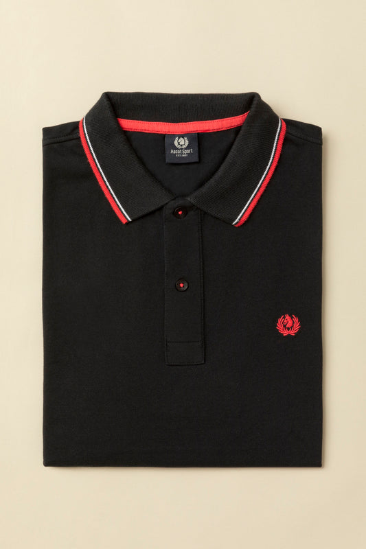Cotton piqué polo shirt with logo under the collar and double contrast on collar and cuffs