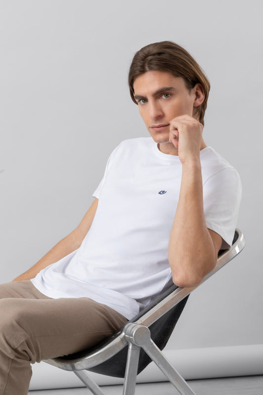 T-Shirt 100% Cotone con ricamo a contrasto