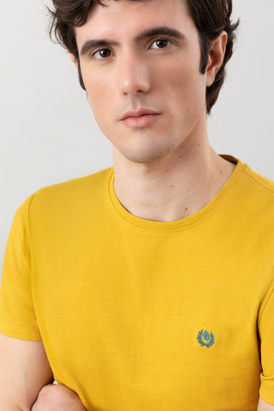 T-Shirt 100% Cotone con ricamo a contrasto