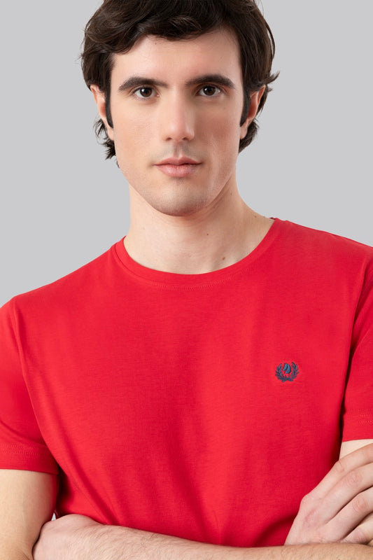 T-Shirt 100% Cotone con ricamo a contrasto