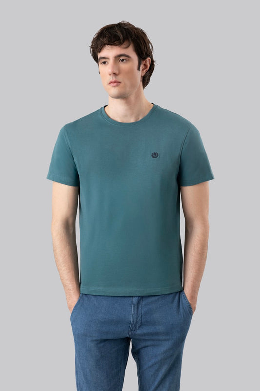 T-Shirt 100% Cotone con ricamo a contrasto