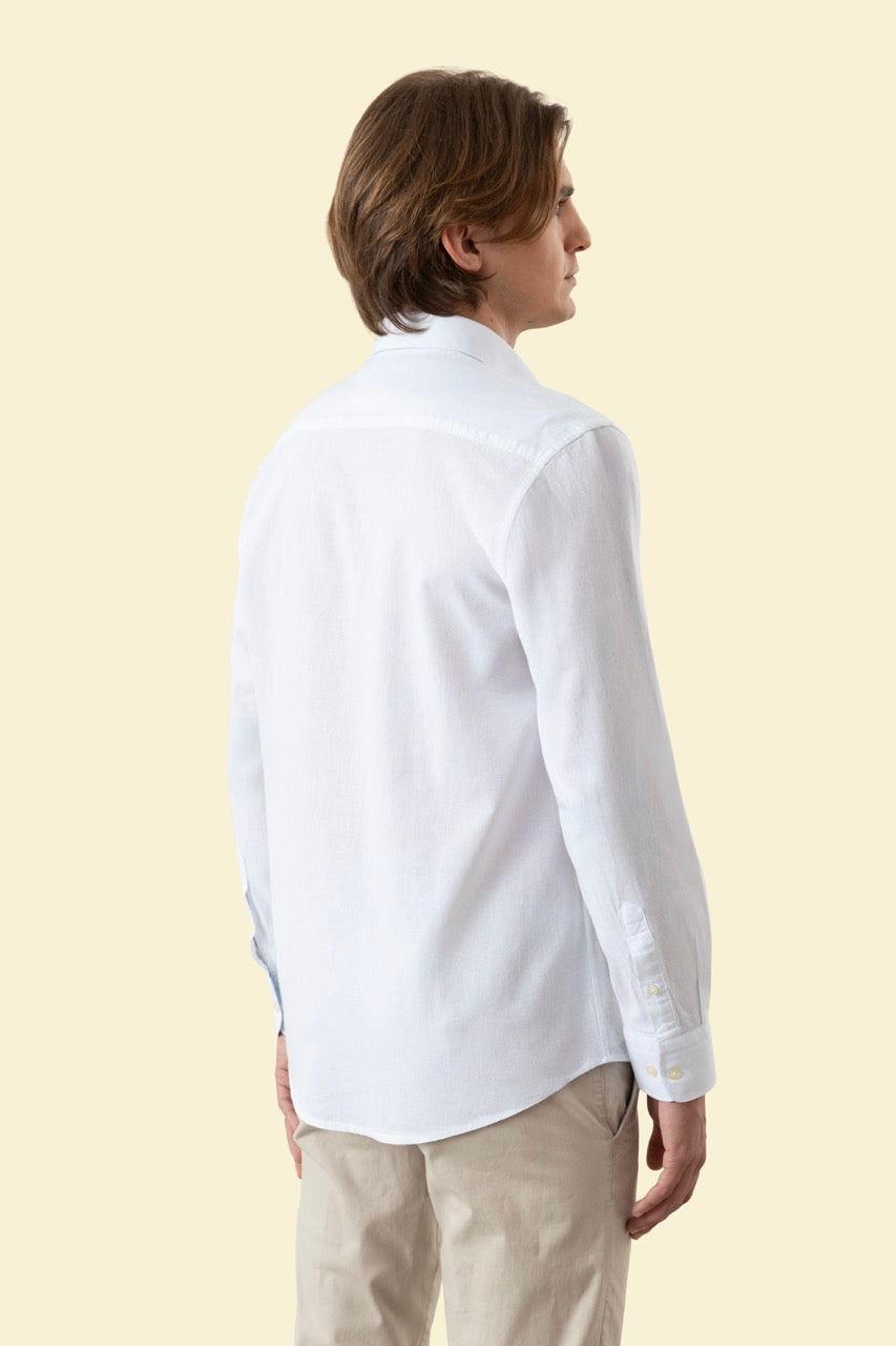Camicia Button Down in misto lino cotone
