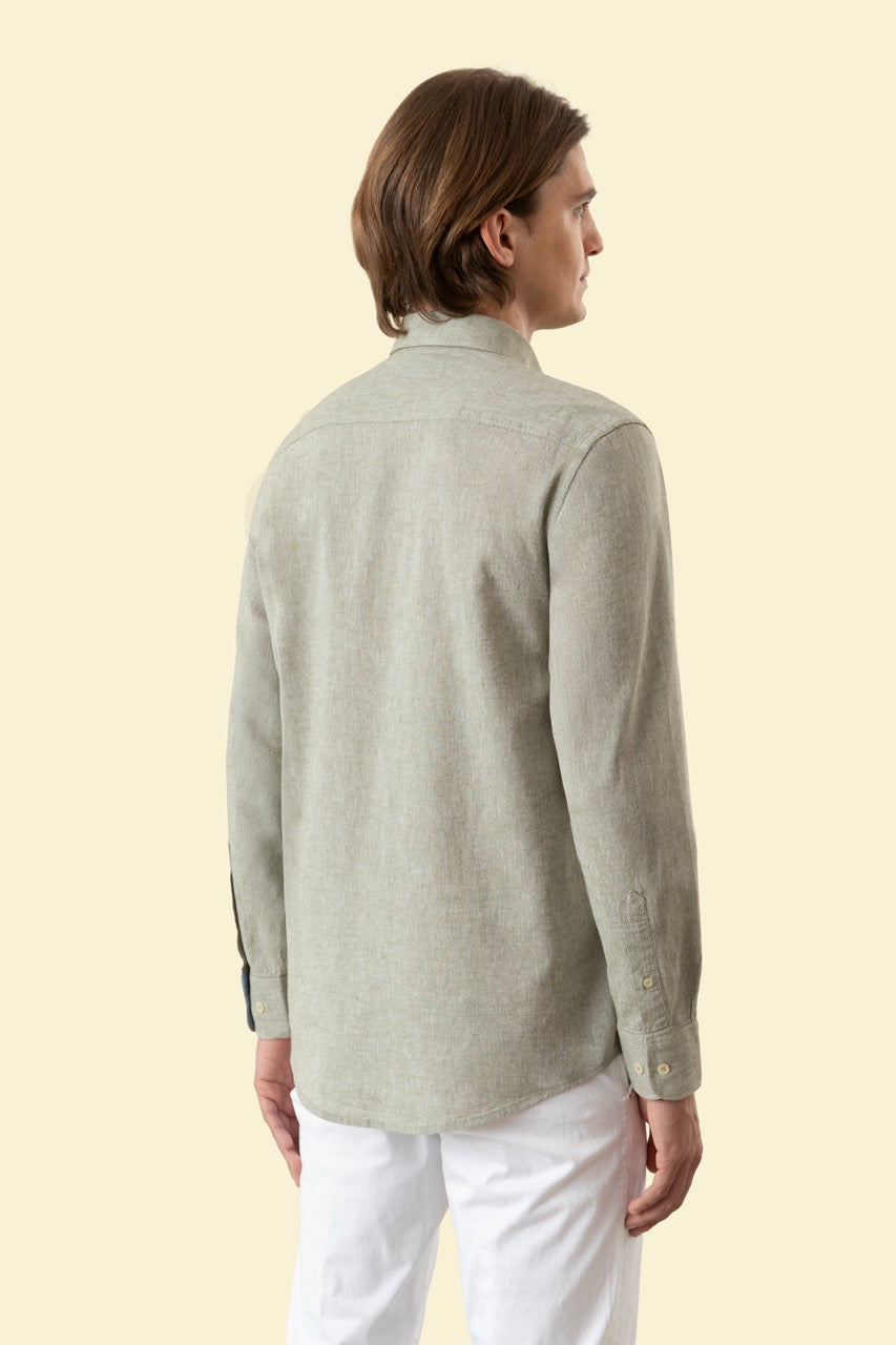 Button-down shirt in linen cotton blend