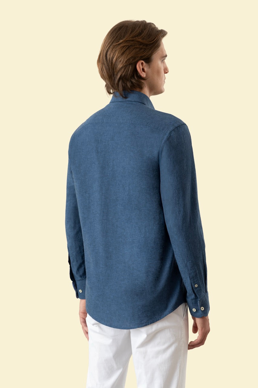 Camicia Button Down in misto lino cotone