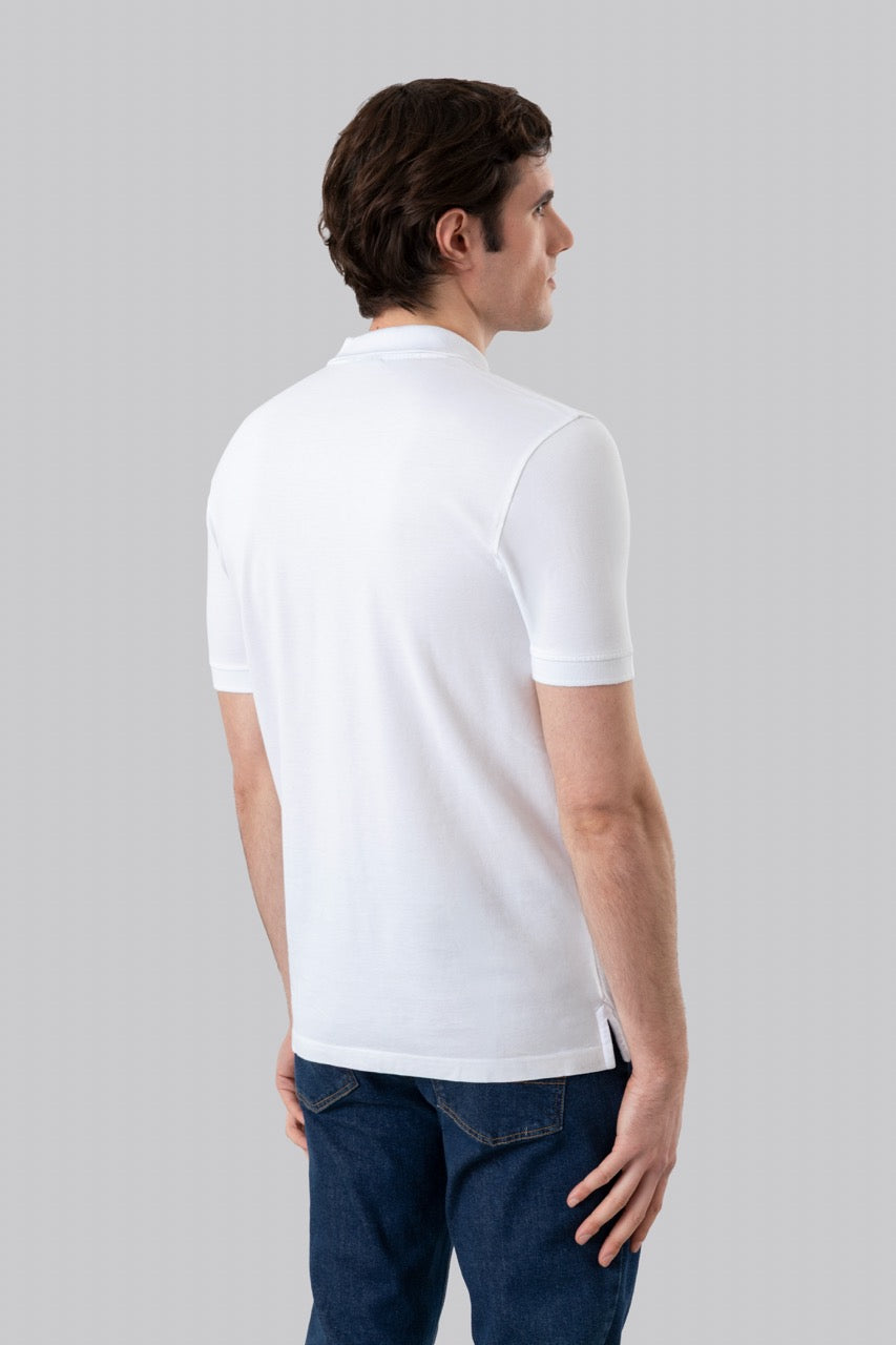 Polo in piquet di cotone con logo ricamato a contrasto
