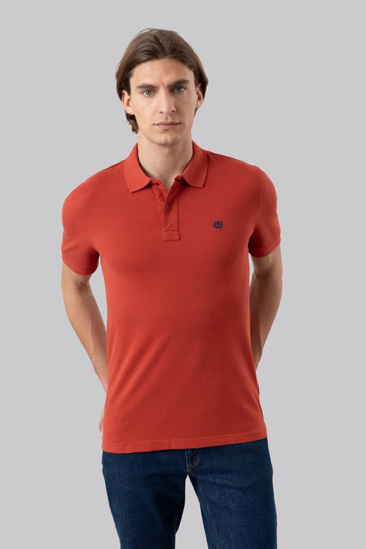 Polo in piquet di cotone con logo ricamato a contrasto