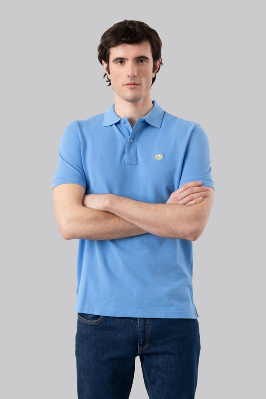 Polo in piquet di cotone con logo ricamato a contrasto