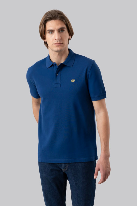 Polo in piquet di cotone con logo ricamato a contrasto
