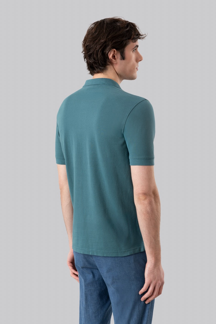 Cotton piqué polo shirt with contrasting embroidered logo