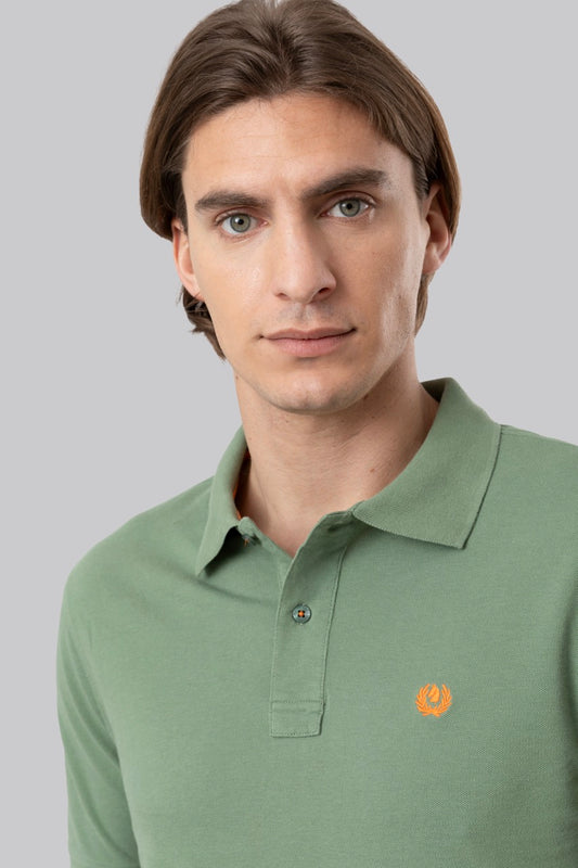Polo in piquet di cotone con logo ricamato a contrasto