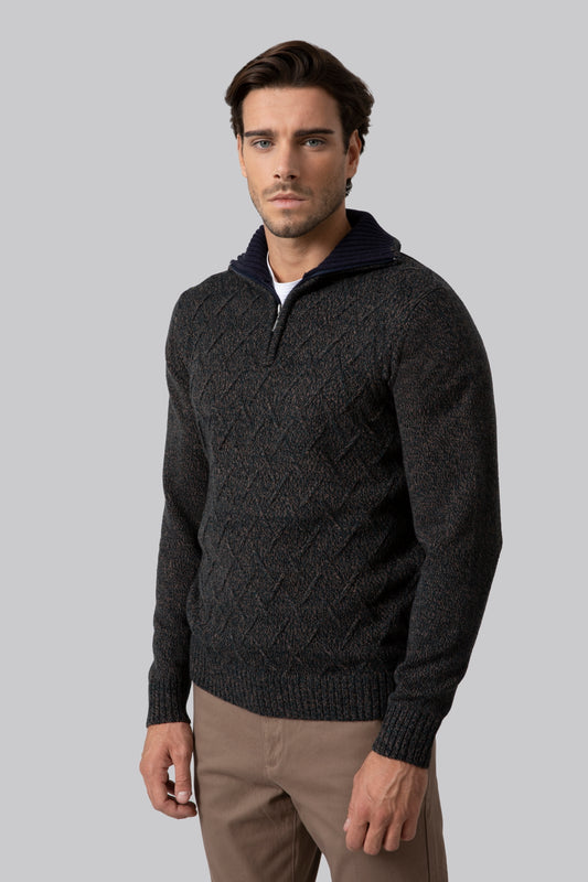 Pullover mezza zip con motivo