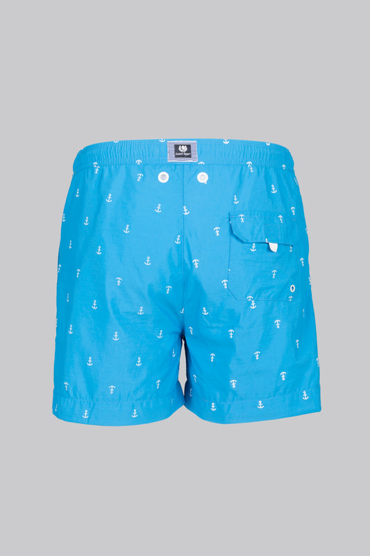 Boxer mare con fantasia stampa ancore e dettagli a contrasto