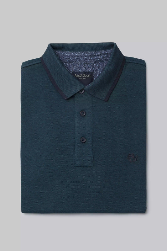 Polo manica lunga effetto due toni con stampa interno collo