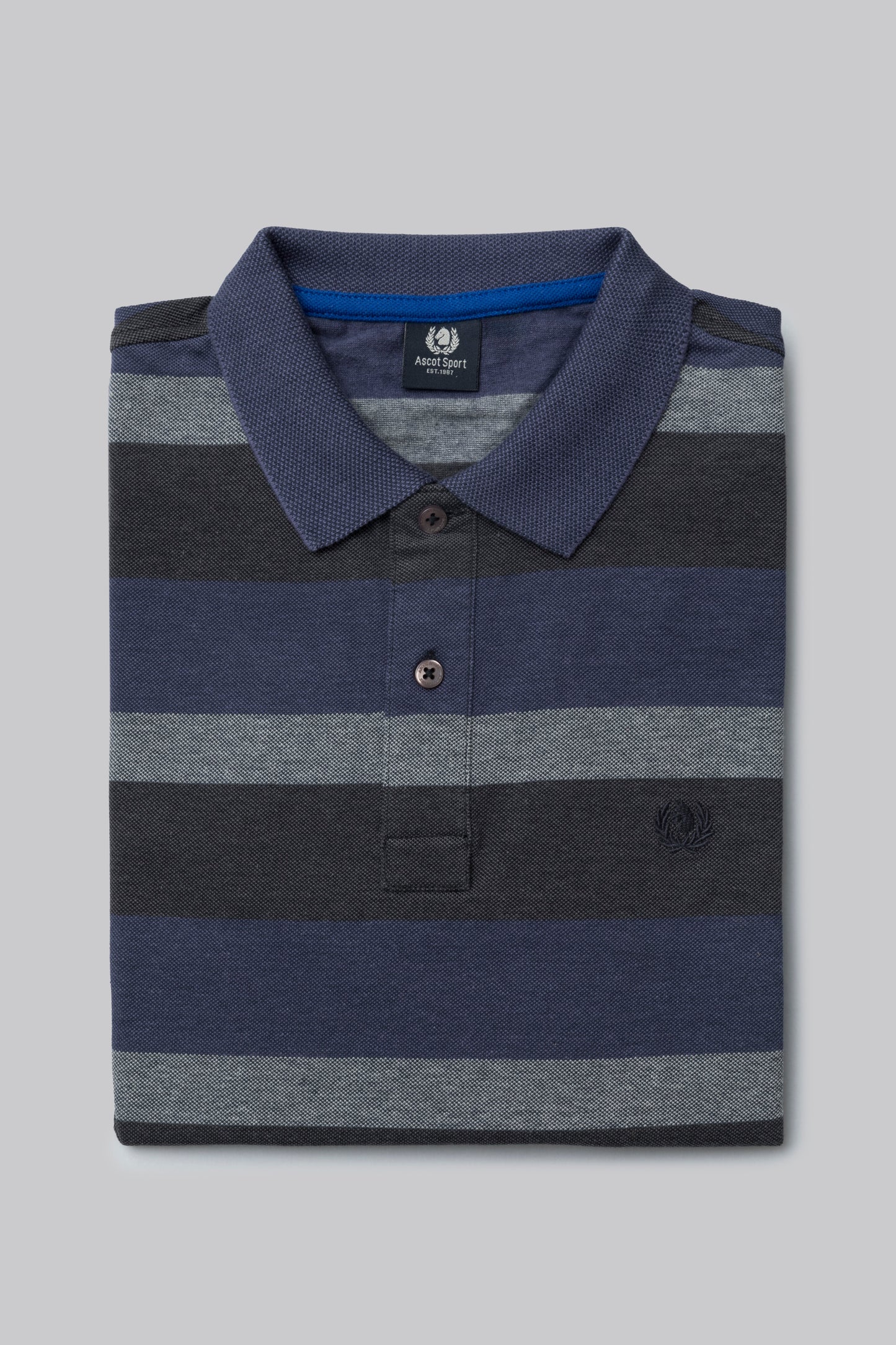 Long sleeve polo shirt with two-tone effect multicolored stripe