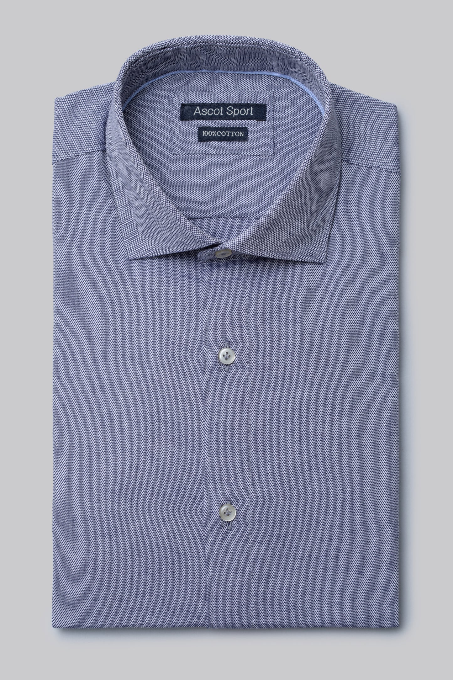 Camicia collo classico in cotone jacquard