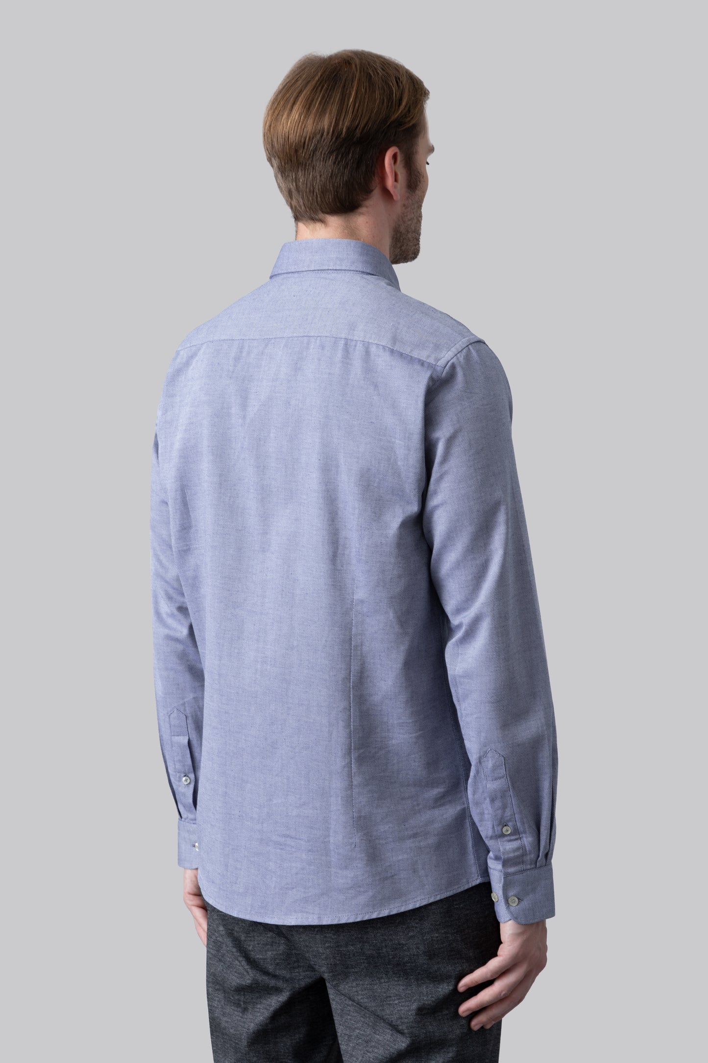 Camicia collo classico in cotone jacquard