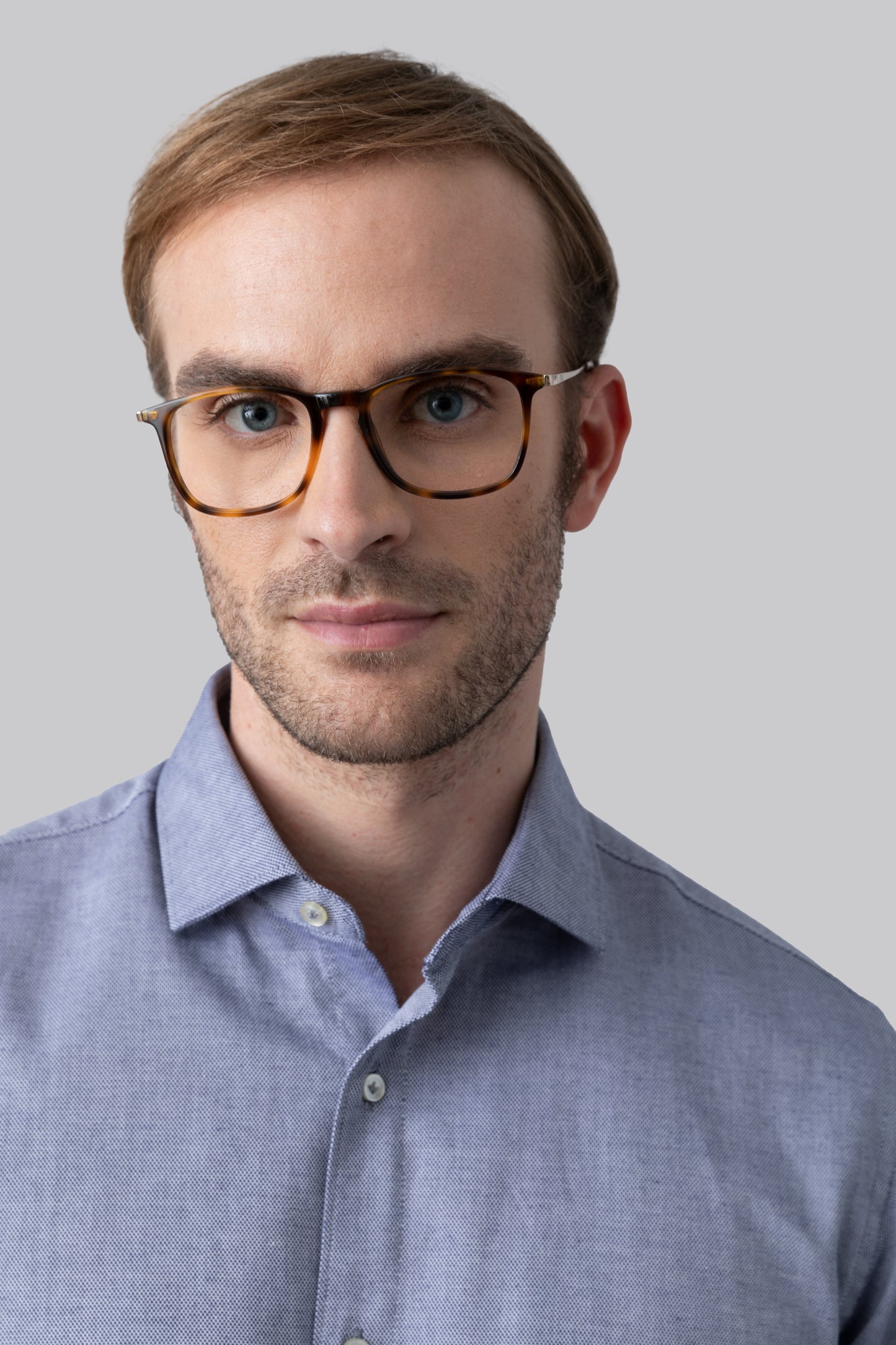 Camicia collo classico in cotone jacquard