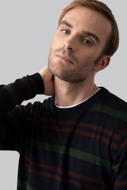 Maglia girocollo riga multicolore