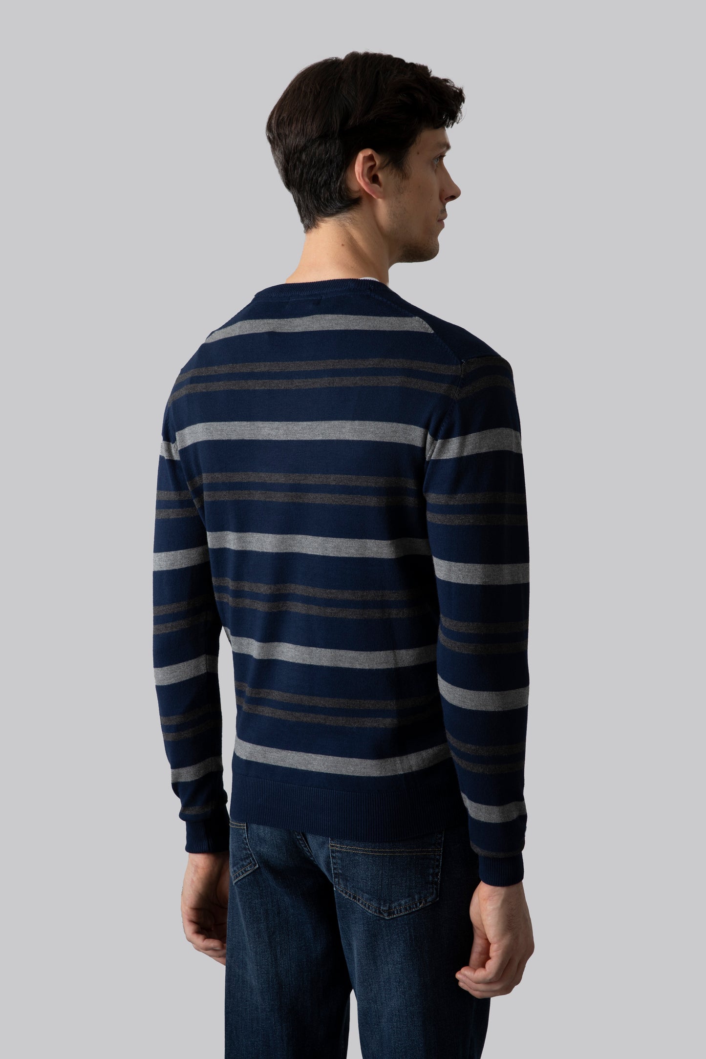 Multicolored striped crew neck sweater