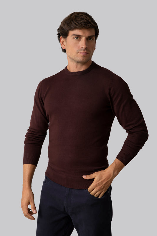 Crew neck sweater with jacquard stitch