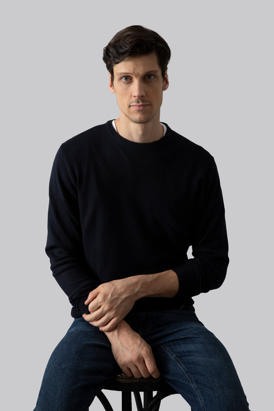 Crew neck sweater with jacquard stitch