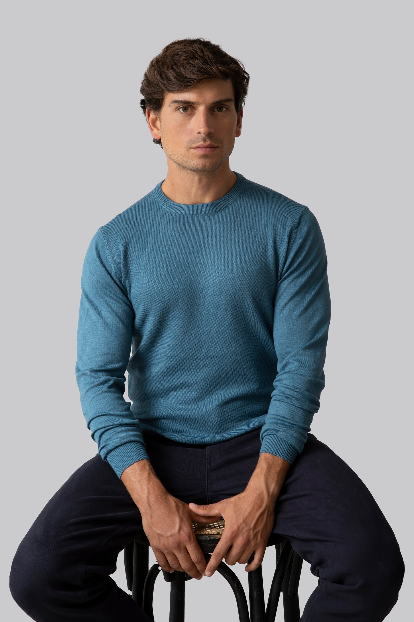 Maglia girocollo con punto jacquard