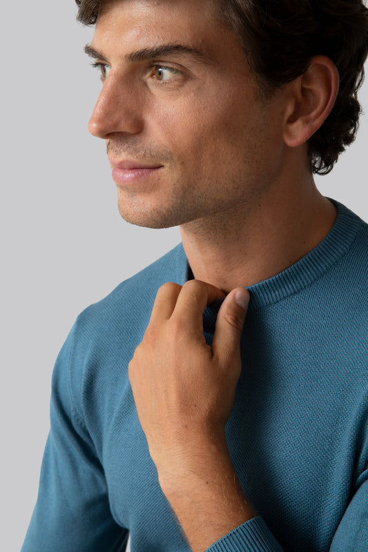 Crew neck sweater with jacquard stitch