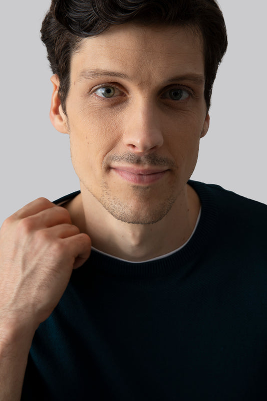 Crew neck sweater with jacquard stitch