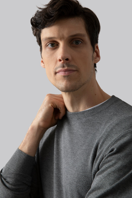 Crew neck sweater with jacquard stitch