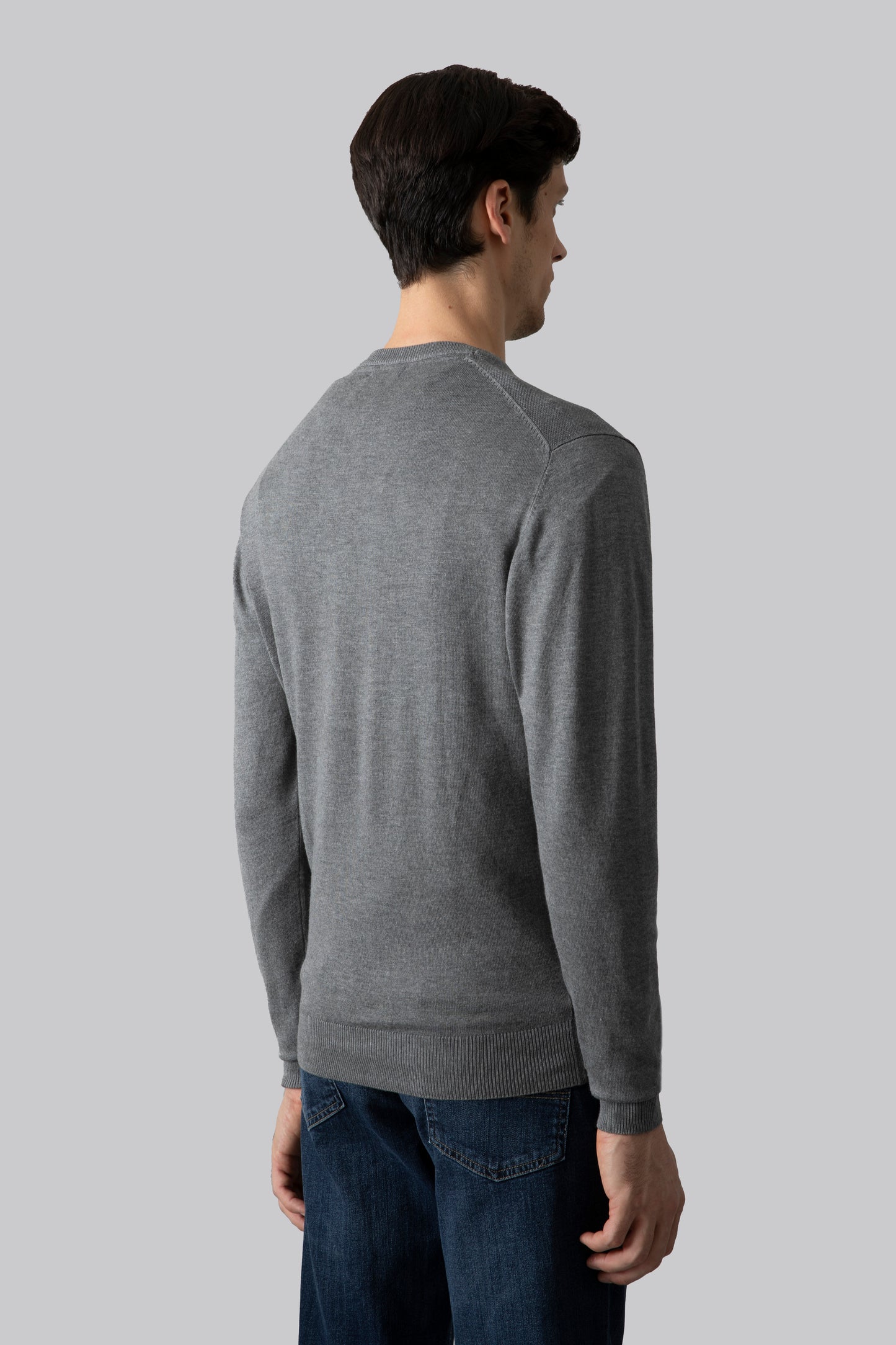 Crew neck sweater with jacquard stitch
