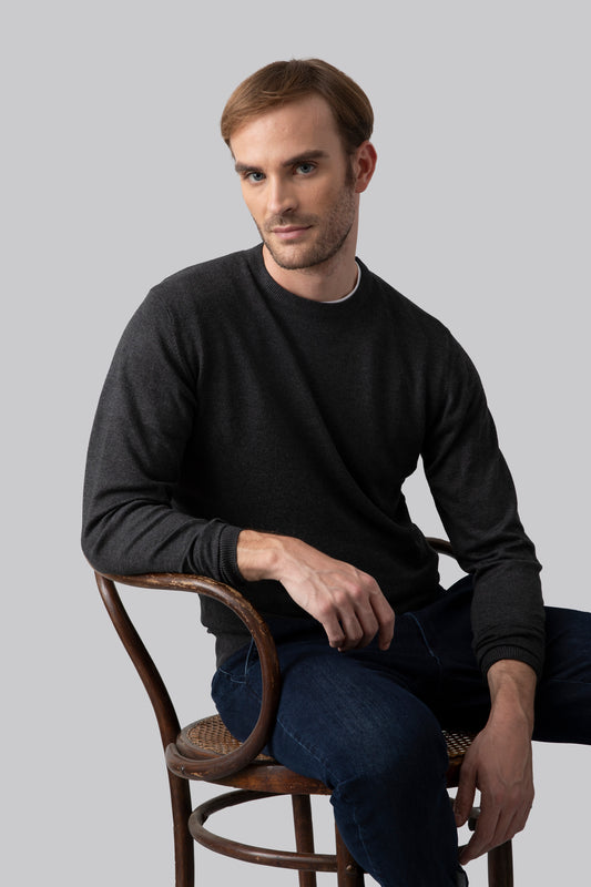 Crew neck sweater with jacquard stitch