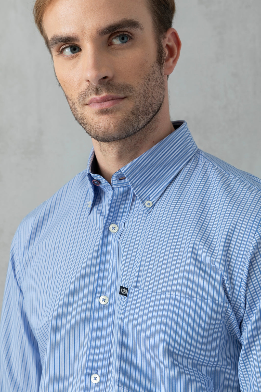 Camicia button down in popeline fantasia rigata di cotone Ascot Sport