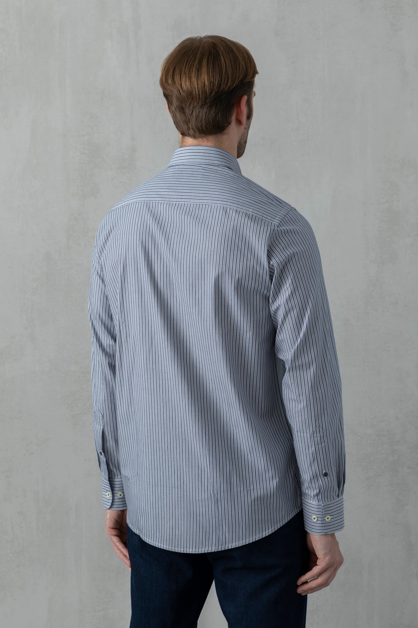 Button-down striped shirt in popeline cotton