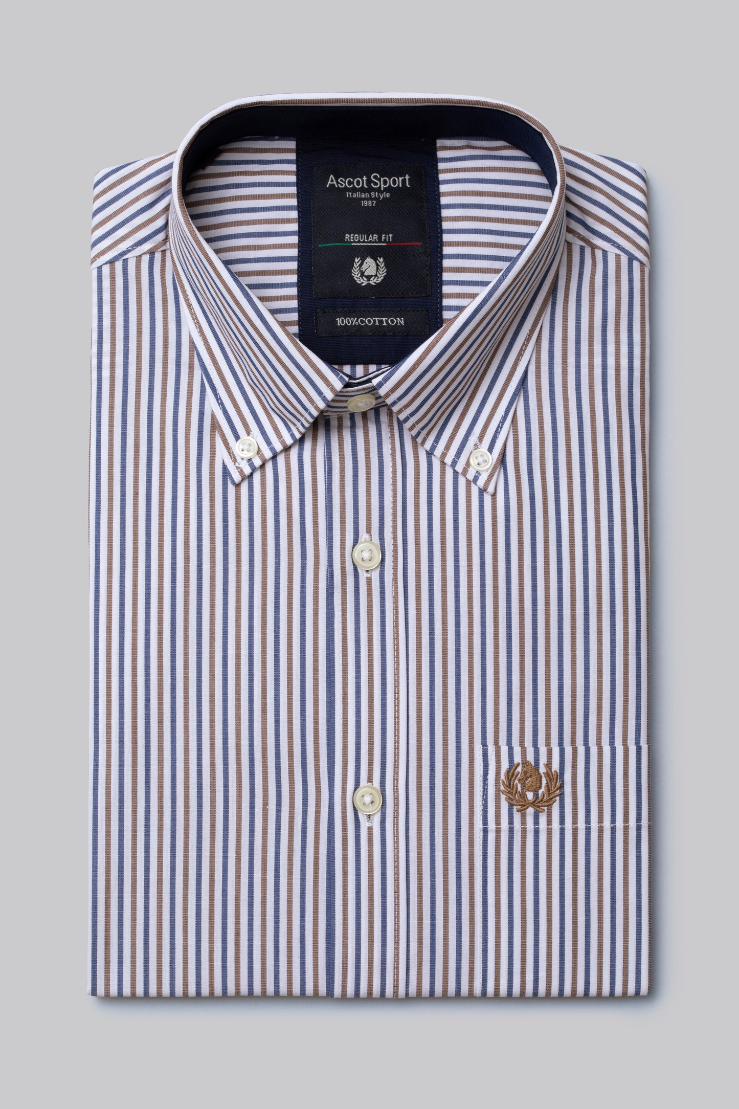 Camicia button down in popeline rigato di cotone