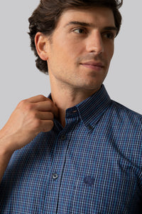 Camicia button down in popeline di cotone con motivo a quadri